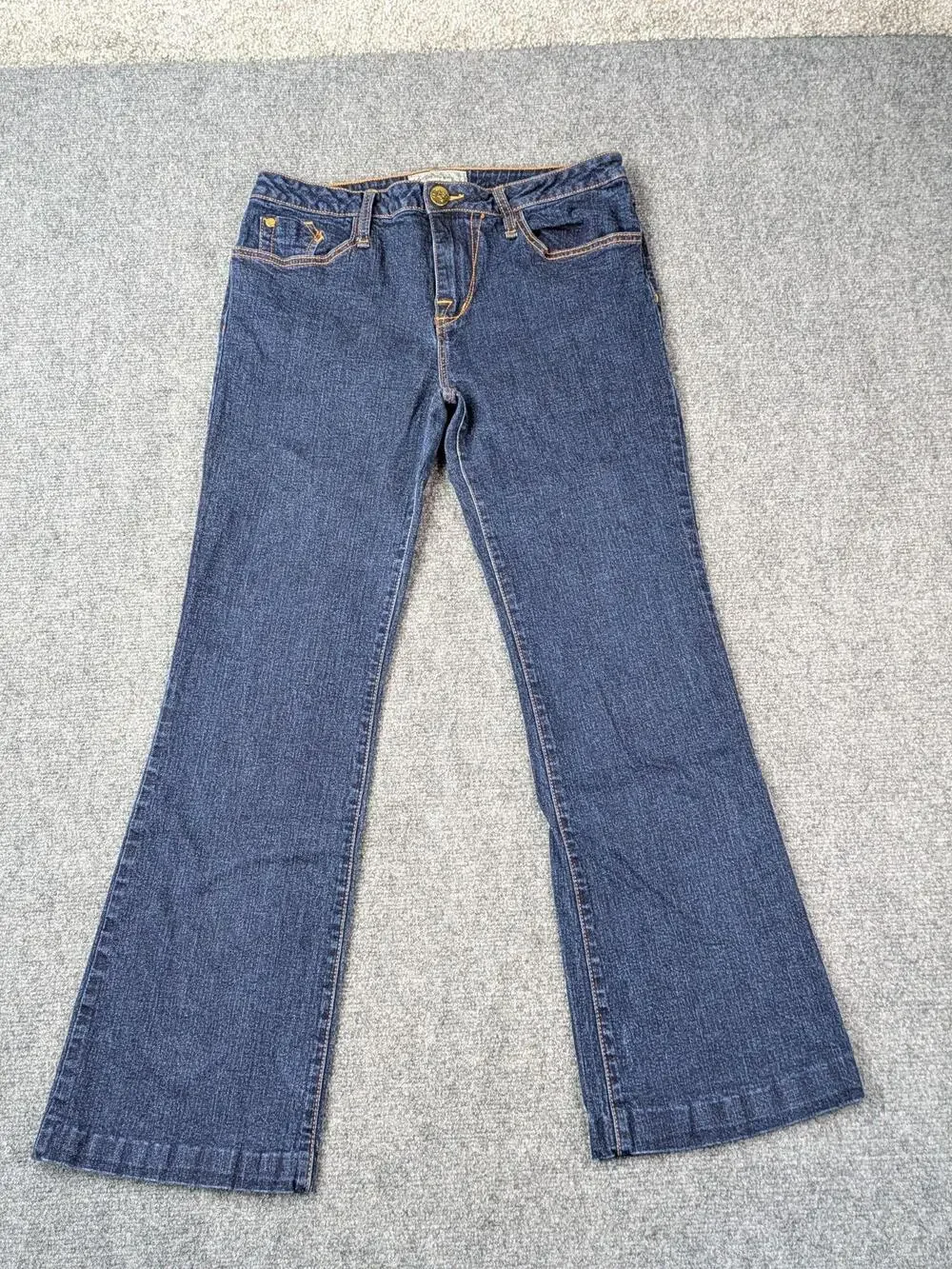 Vtg Baby Phat Fashions Silver Jeans Juniors 15 Blue Bootcut Flare Cat Embroider